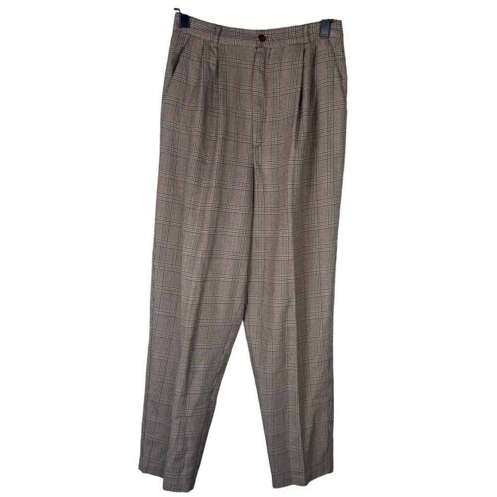 Vintage Maren Maren‎ Pants Womens M Brown Plaid High Rise Tapered 80s USA